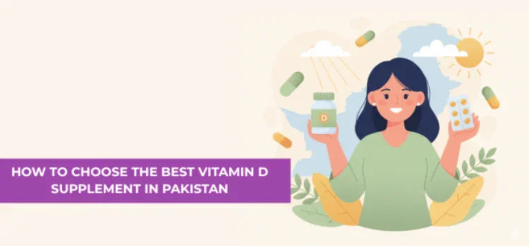 Smiling woman holding vitamin D supplements with sunshine and capsules, Phlox wellness guide.